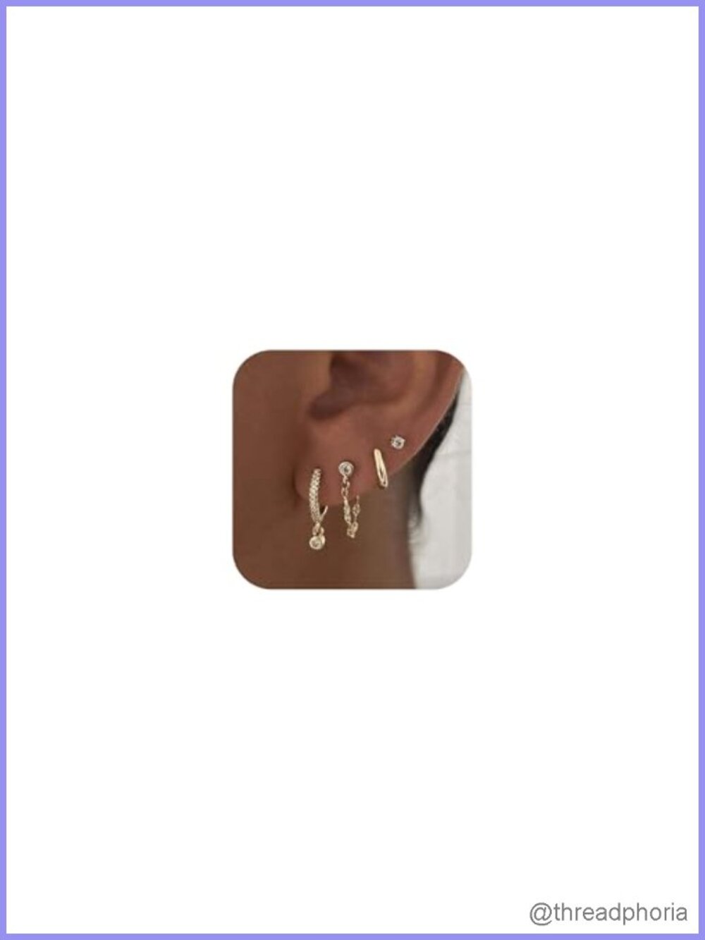14k Gold Plated Brass Stackable Earrings Set Hoops Studs Dainty